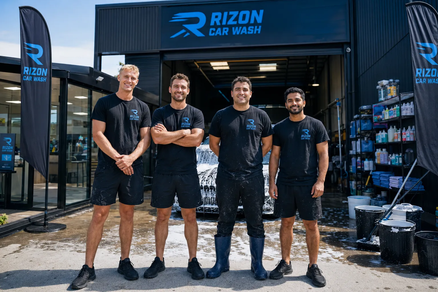 Rizon Car Wash detailing team at work