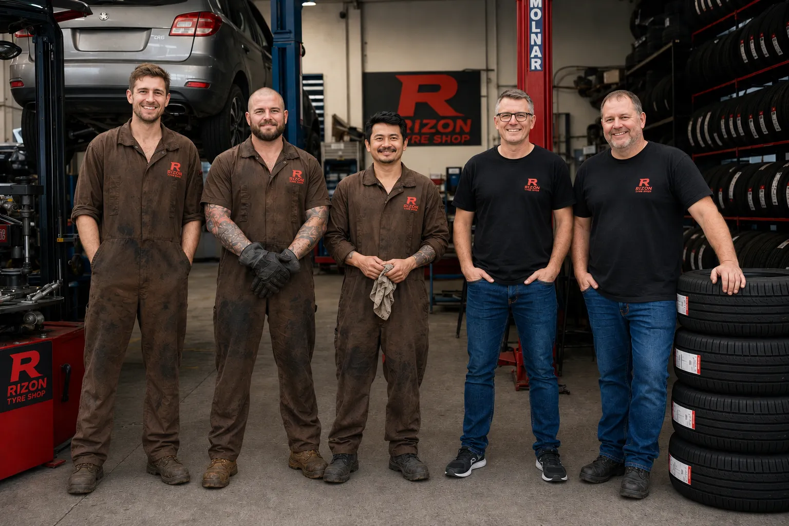 Rizon Tyre Shop team on a job